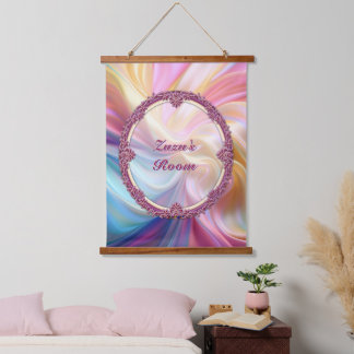Fancy Border Colourful Pastel Silk Personalise Hanging Tapestry