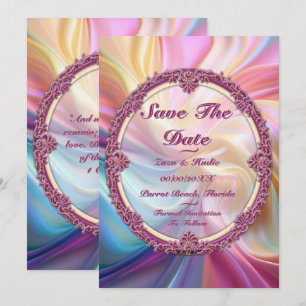 Fancy Border Colourful Pastel Silk Personalise Invitation