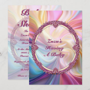 Fancy Border Colourful Pastel Silk Personalise Invitation