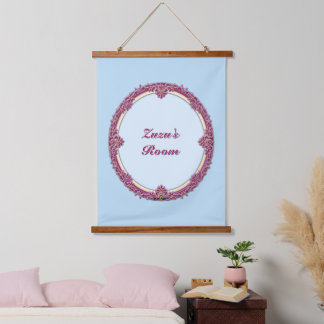 Fancy Border Purple/Pink And Cream Personalise Hanging Tapestry