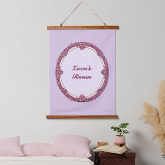 Fancy Border Purple/Pink And Cream Personalise Hanging Tapestry