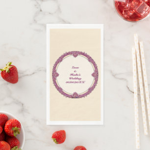 Fancy Border Purple/Pink And Cream Personalise Napkin