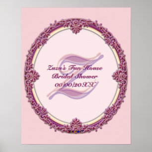 Fancy Border Purple/Pink And Cream Personalise Poster