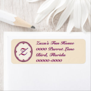 Fancy Border Purple/Pink And Cream Personalise Return Address Label