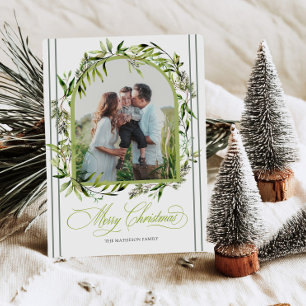 Fancy Botanical Christmas Holiday Photo Cards