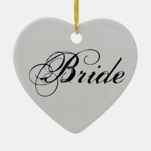 Fancy Bride On Grey Ceramic Ornament