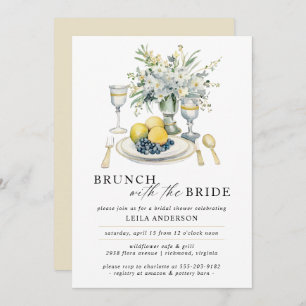 Fancy Brunch Modern Watercolor Bridal Shower Invitation