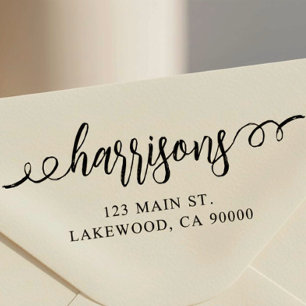 Fancy Brush Script Address Wood Art Stamp