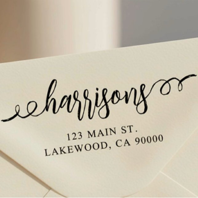 Fancy Brush Script Address Wood Art Stamp (Creator Uploaded)