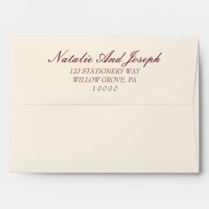 Fancy Burgundy Cream Old Money Retro Wedding Envelope