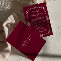 Fancy Burgundy Floral Old Money Herbal Wedding