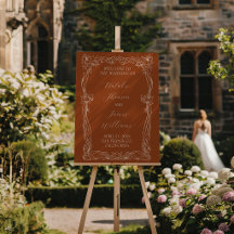 Fancy Burnt Orange Terracotta Wedding Welcome Sign