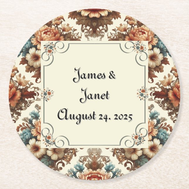 Fancy Buttercream Floral Customisable Coaster (Front)