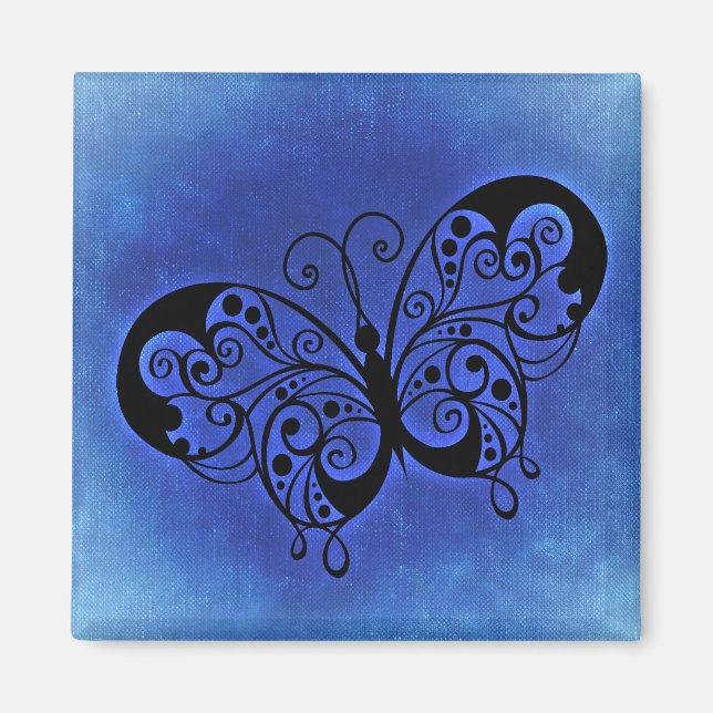 Fancy Butterfly on a Blue Denim Background Magnet (Front)
