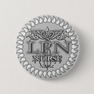 Fancy Caduceus LPN nurse 6 Cm Round Badge