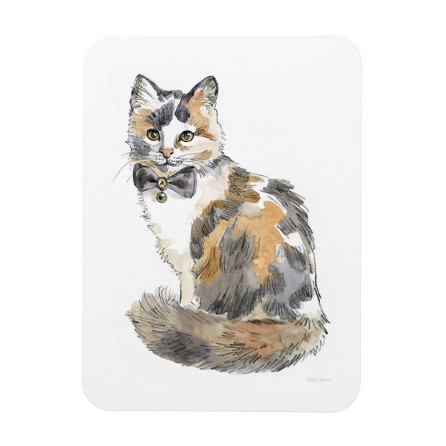 Fancy Calico Cat Magnet (Vertical)