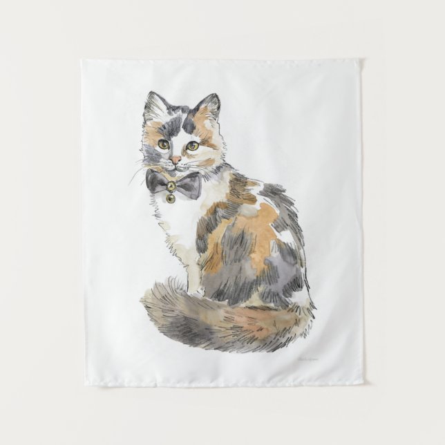Fancy Calico Cat Tapestry (Front)