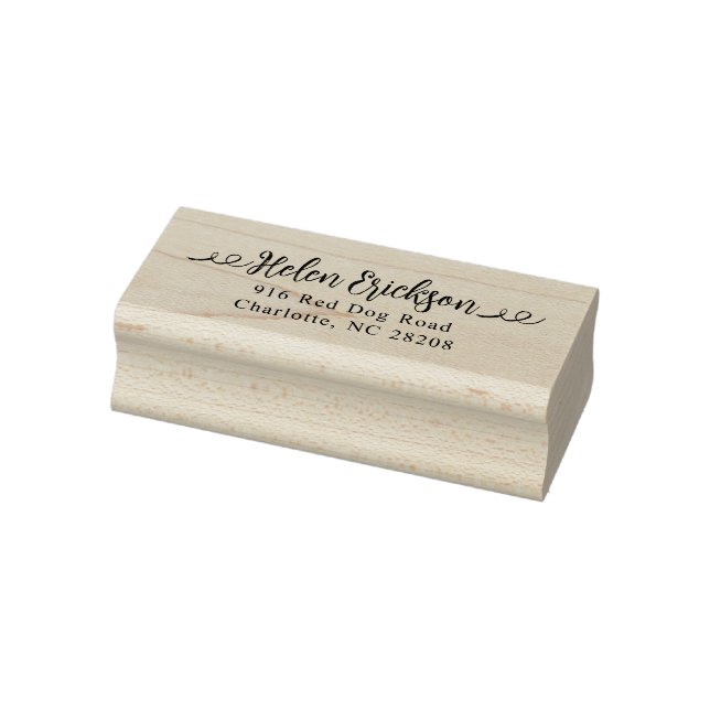 Fancy Calligraphy Brush Address Wood Art Stamp (Stamp)
