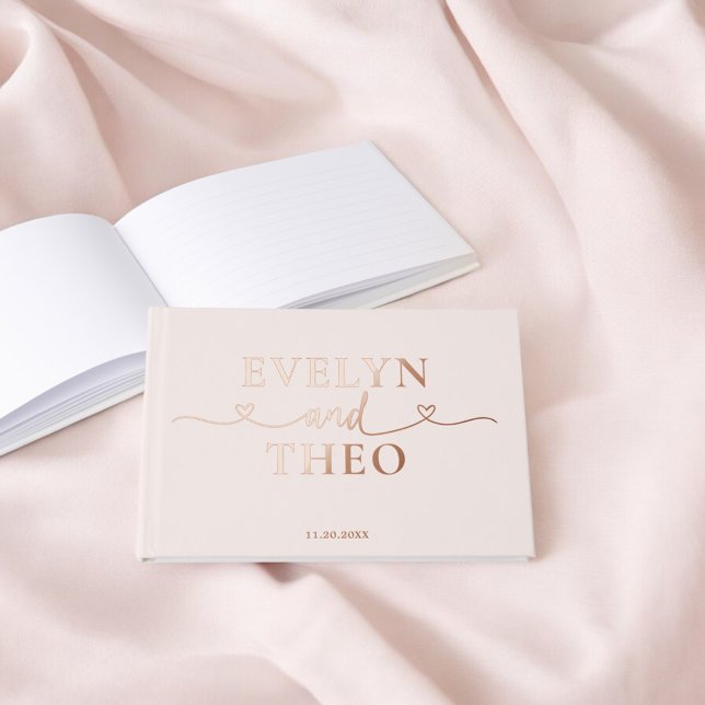 Fancy Calligraphy Heart Blush Pink Guest Book (Creator Uploaded)