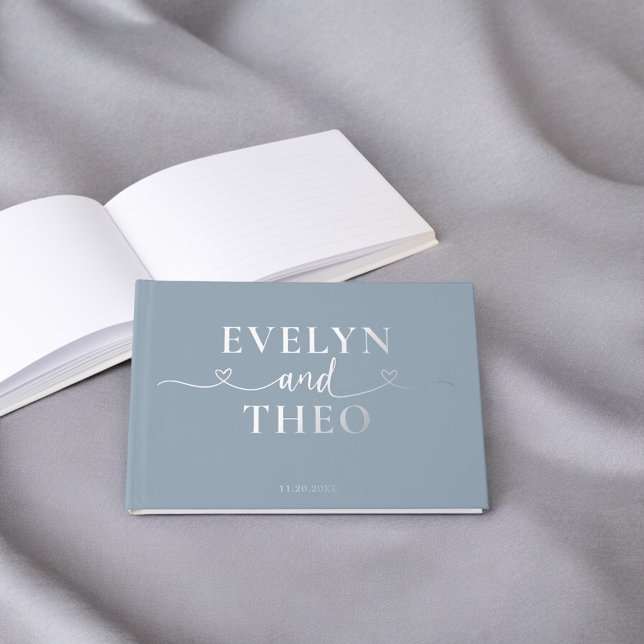 Fancy Calligraphy Heart Blush Sage Green Guest Book (Creator Uploaded)