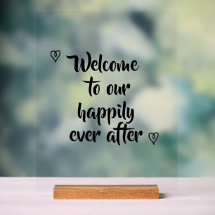 Fancy Calligraphy Welcome to our Storybook Wedding Acrylic Sign