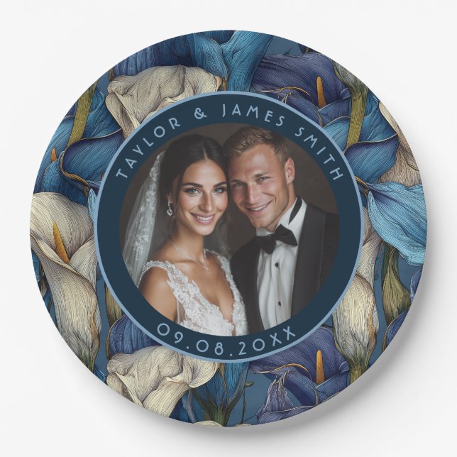 Fancy Carnation Themed Minimalist Wedding Paper Plate (Front)