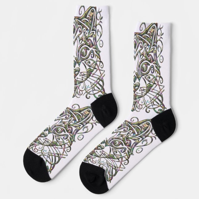 Fancy Cat Abalone Socks (Left)
