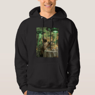 Fancy Cat Alien Invasion Tea Party UFO Apocalypse Hoodie
