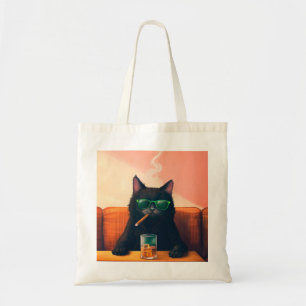 Fancy Cat Drinking Whiskey Tote Bag