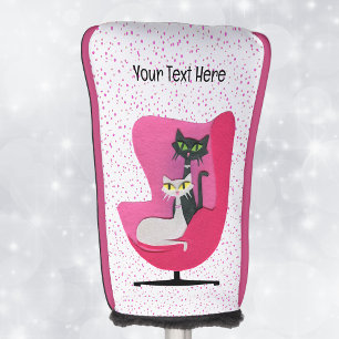 Fancy Cats Diamond Collars Retro Pink Chair Dots Golf Head Cover