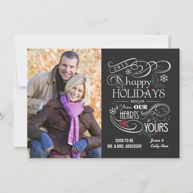 Fancy Chalkboard Happy Holidays Flat Cards (Front)