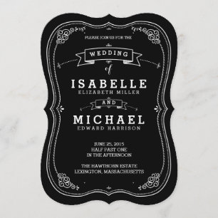 Fancy Chalkboard Vintage Wedding Invitation