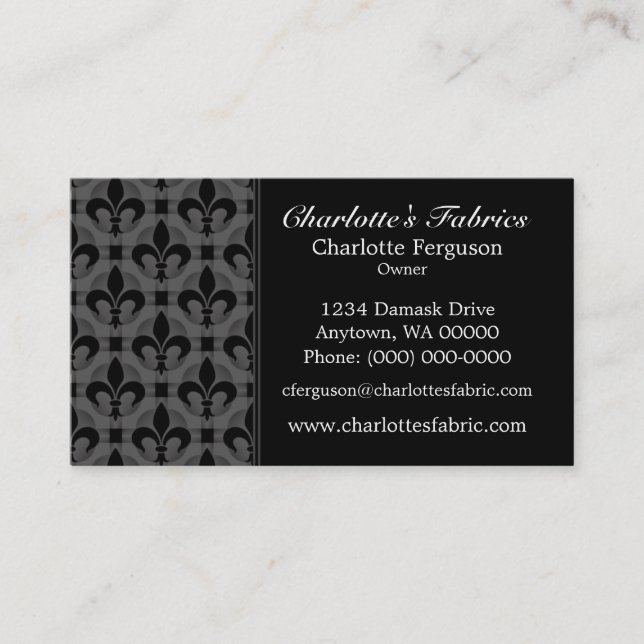 Fancy Chic Business Card, Dark Grey Card (Front)