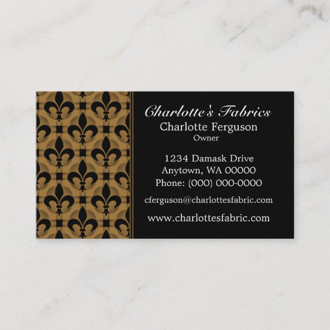Fancy Chic Business Card, Honey Beige Card (Front)