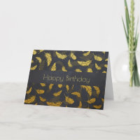 Fancy Chic Gold Feathers On Black Birthday