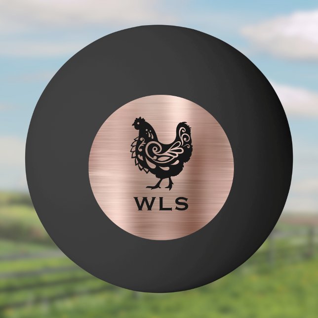 Fancy Chicken Silhouette in Faux Copper n Black Ping Pong Ball (Creator Uploaded)