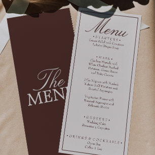 Fancy Chocolate Brown Cream Old Money Wedding Menu