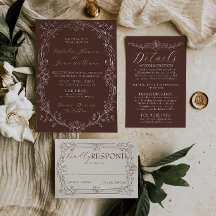 Fancy Chocolate Brown Floral Old Money Wedding