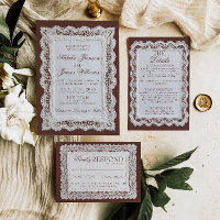 Fancy Chocolate Brown Lace Old Money Wedding
