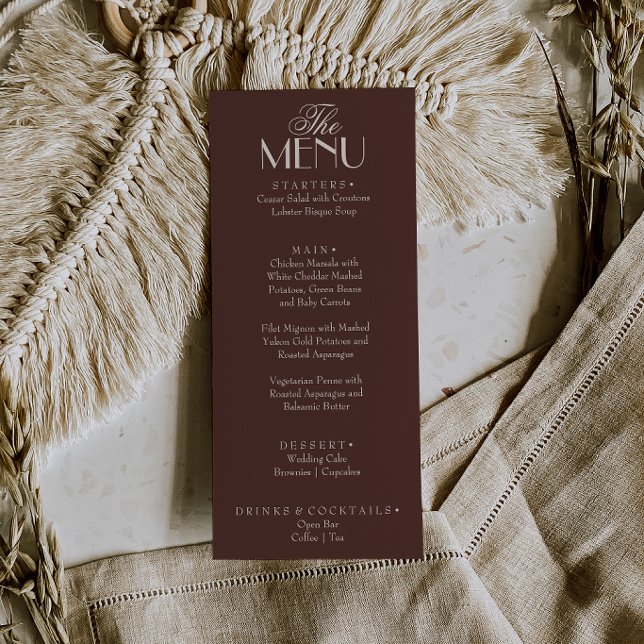 Fancy Chocolate Brown Old Money Luxury Wedding Menu (Creator Uploaded)