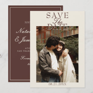 Fancy Chocolate Brown Old Money Photo Wedding Save The Date