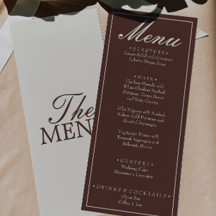 Fancy Chocolate Brown Old Money Retro Wedding Menu