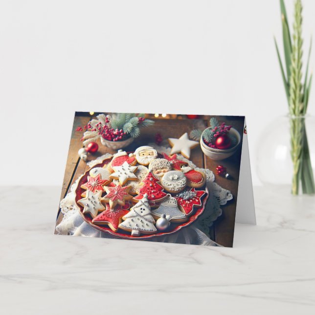 Fancy Christmas Sugar Cookies Holiday Card (Front)