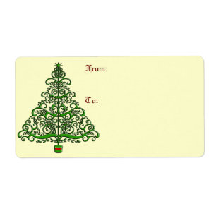 Fancy Christmas Tree Large Gift Labels