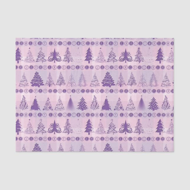 Fancy Christmas Tree Pink Tissue Paper (Front)