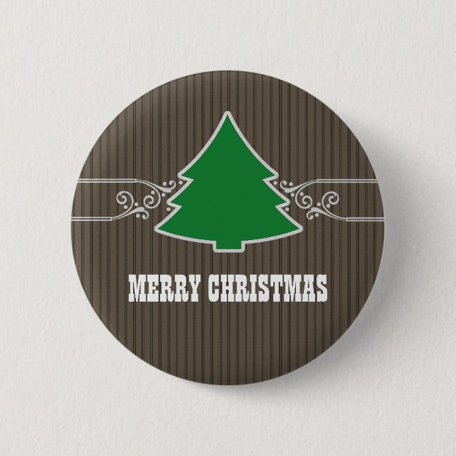 Fancy Christmas Tree Swirls Button (Front)