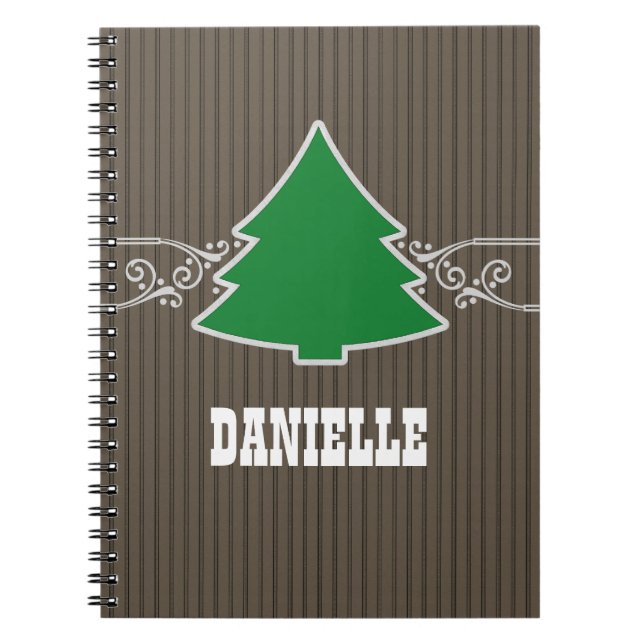 Fancy Christmas Tree Swirls Notebook (Front)