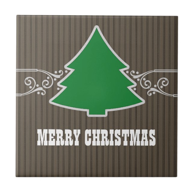 Fancy Christmas Tree Swirls Tile (Front)