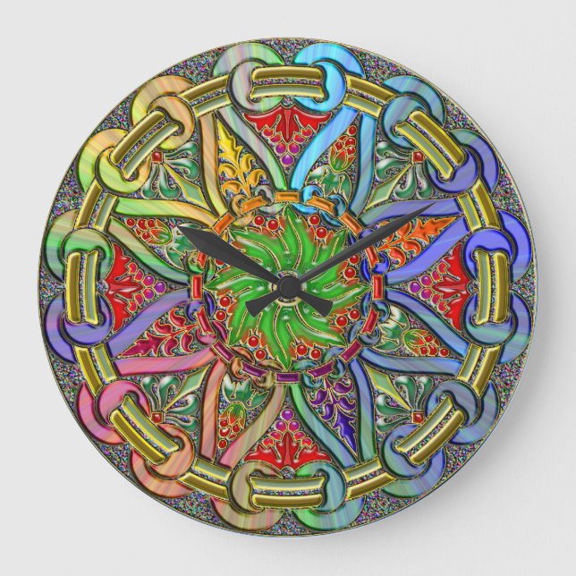 Fancy Circle Floral Design Art Large Clock (Front)