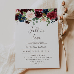 Fancy Classic Flowers Fall in Love Bridal shower  Invitation